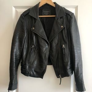 Lucky Brand Black Leather Motorcycle Jacket